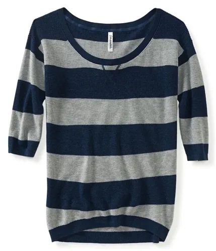 Aeropostale Womens Striped Ribbed Knit Sweater