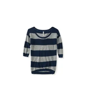 Aeropostale Womens Striped Ribbed Knit Sweater