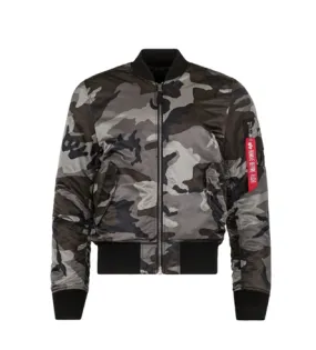 Alpha Industries MA-1 Black Camo Flight Jacket - Slim Fit