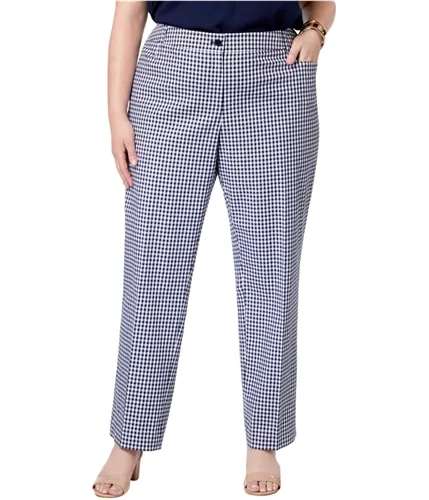 Anne Klein Womens Gingham Casual Trouser Pants