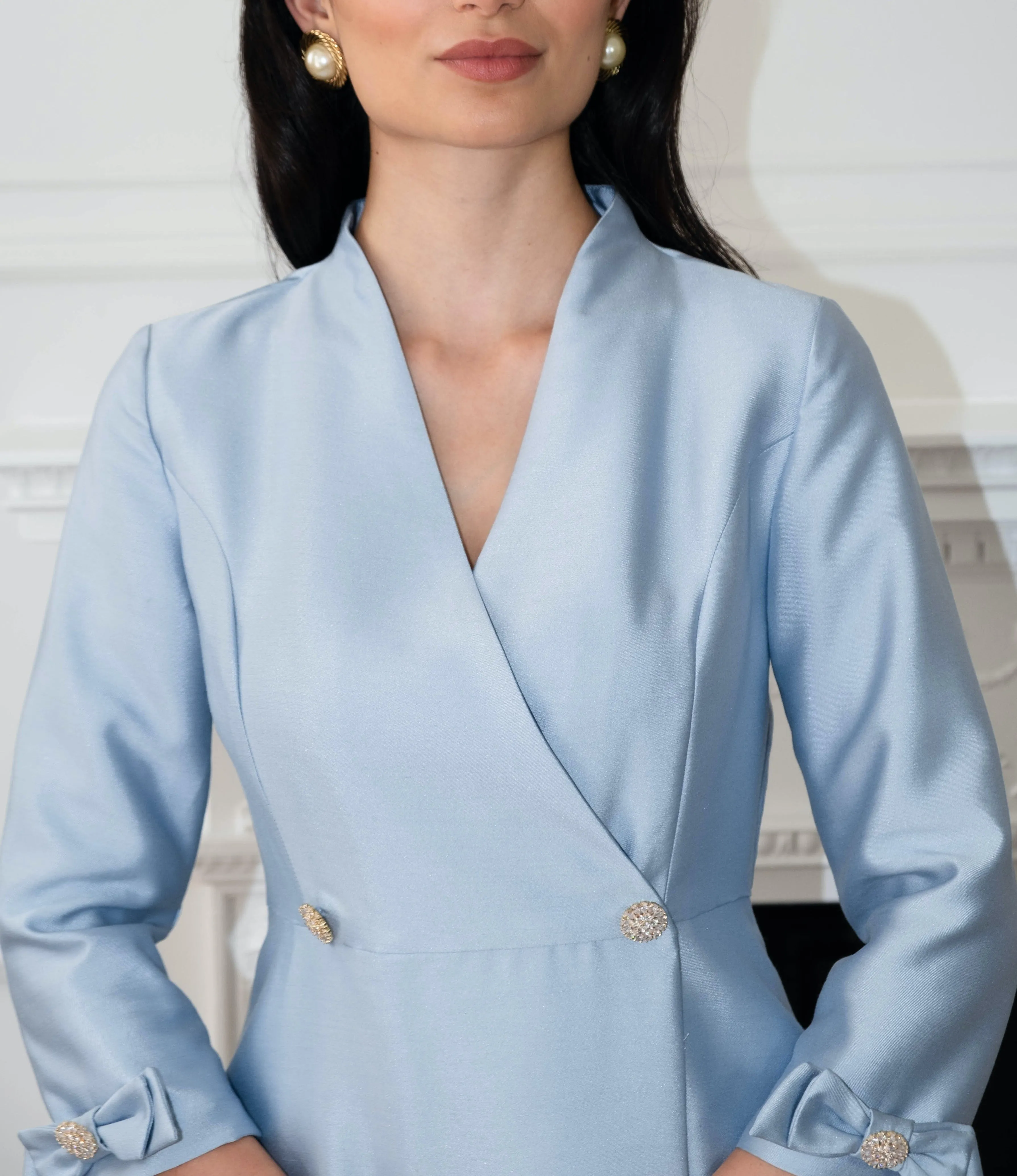 'Astor' silk and wool dress coat, blue.