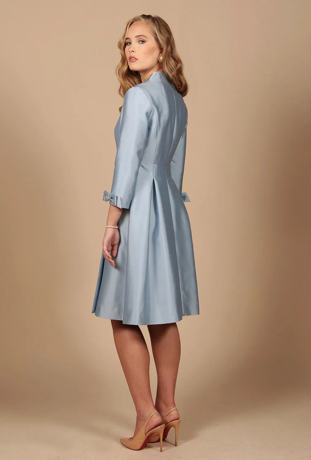 'Astor' silk and wool dress coat, blue.