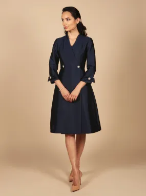 Astor Silk Wool Dress Coat Marina