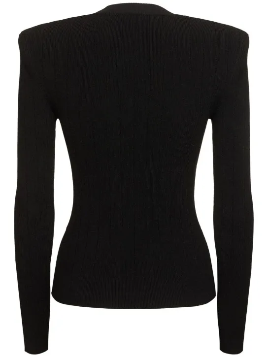 Balmain   Rib knit viscose sweater 