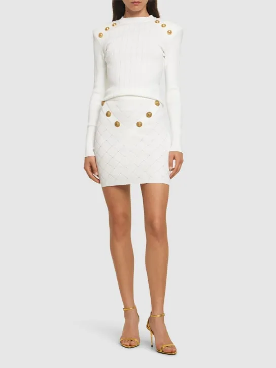 Balmain   Rib knit viscose sweater 