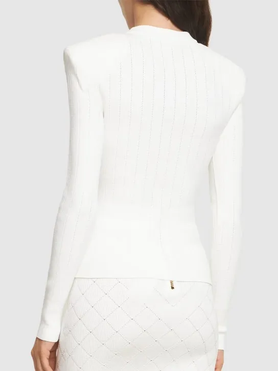 Balmain   Rib knit viscose sweater 