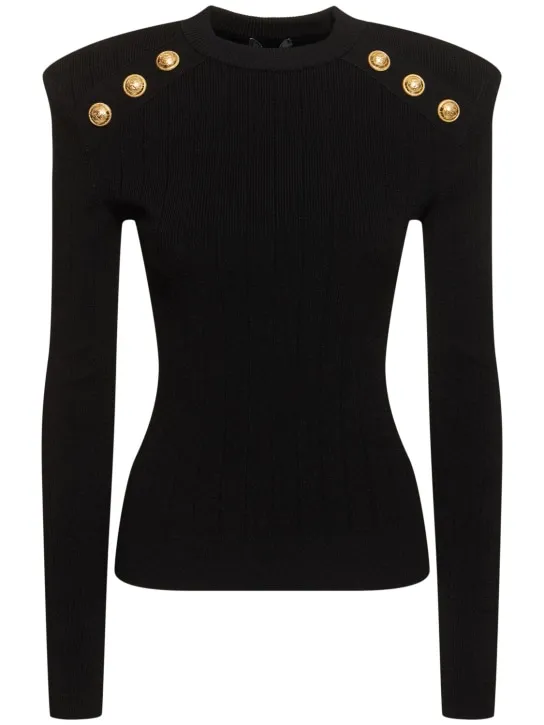 Balmain   Rib knit viscose sweater 