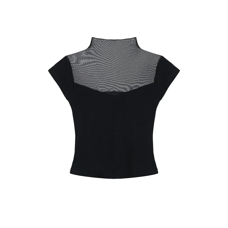 Black Mesh Chest Top