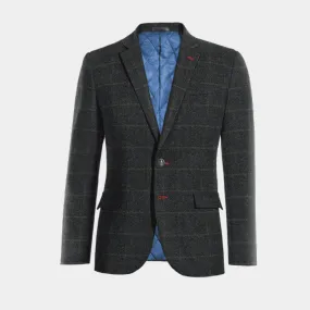  Blazer azul de tweed a cuadros slim fit