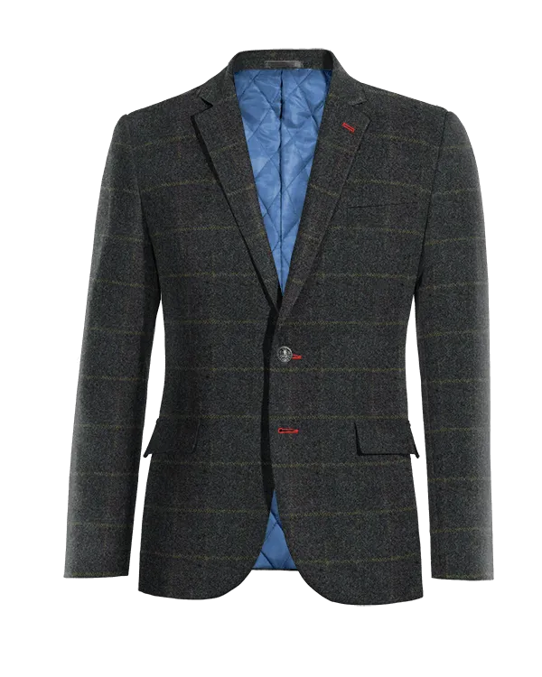  Blazer azul de tweed a cuadros slim fit