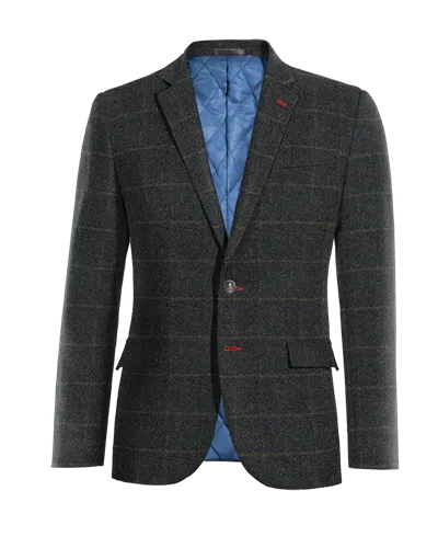  Blazer azul de tweed a cuadros slim fit