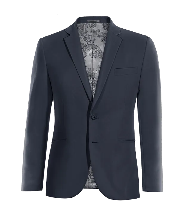  Blazer azul marino slim fit con parches