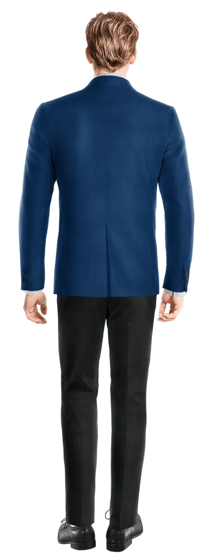  Blazer cruzada azul cobalto slim fit