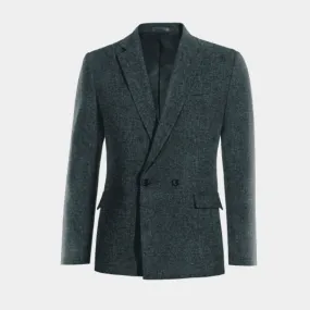  Blazer cruzada azul de donegal tweed