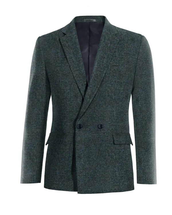  Blazer cruzada azul de donegal tweed