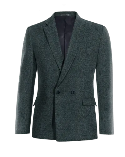  Blazer cruzada azul de donegal tweed