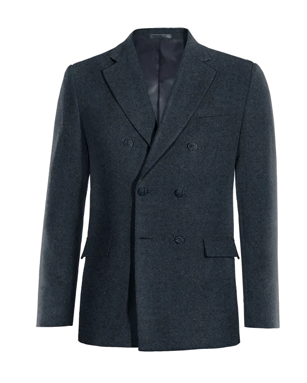  Blazer cruzada azul marino de donegal tweed