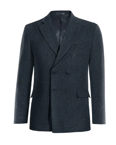  Blazer cruzada azul marino de donegal tweed