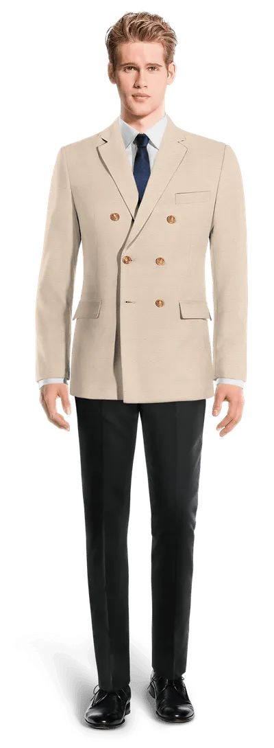  Blazer cruzada beige slim fit