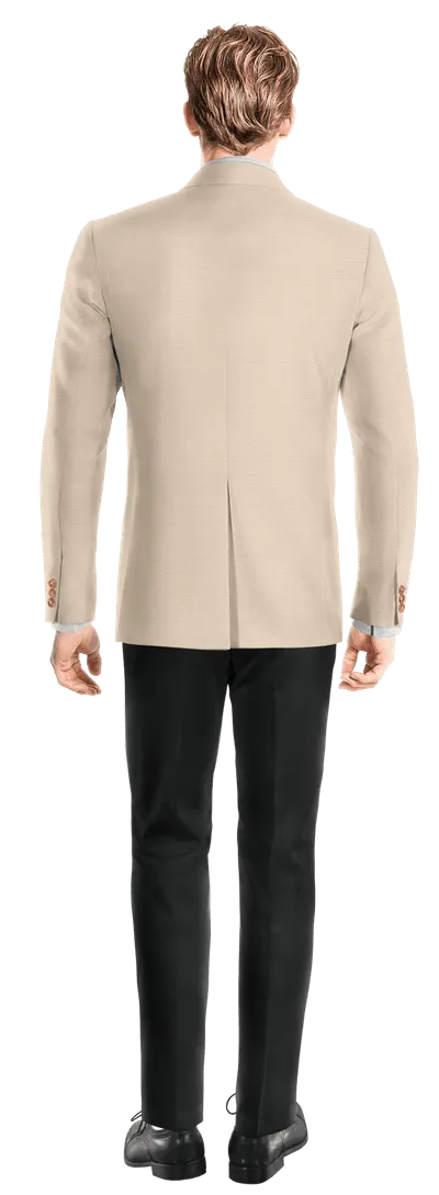  Blazer cruzada beige slim fit