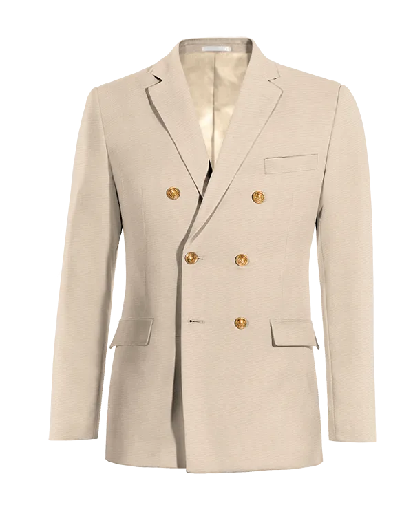  Blazer cruzada beige slim fit