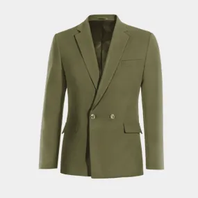  Blazer cruzada verde de lino esencial