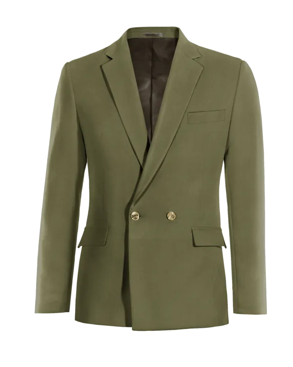  Blazer cruzada verde de lino esencial