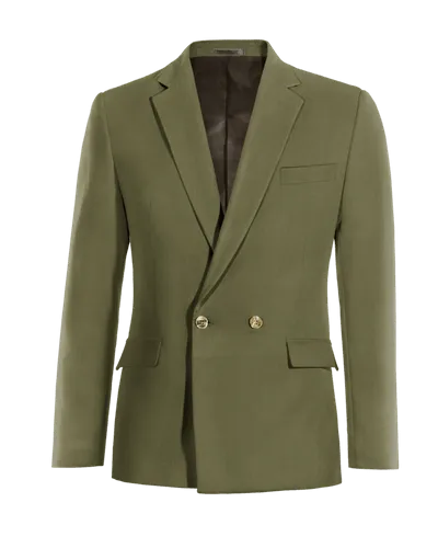  Blazer cruzada verde de lino esencial