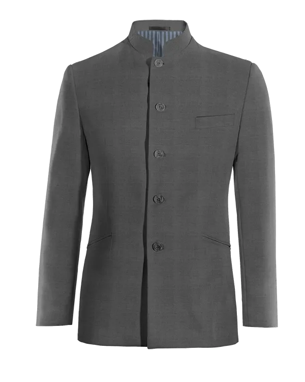  Blazer cuello mao gris de Lana pura super 100s