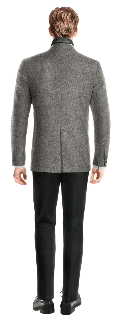  Blazer gris claro de donegal tweed slim fit