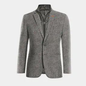  Blazer gris claro de donegal tweed slim fit