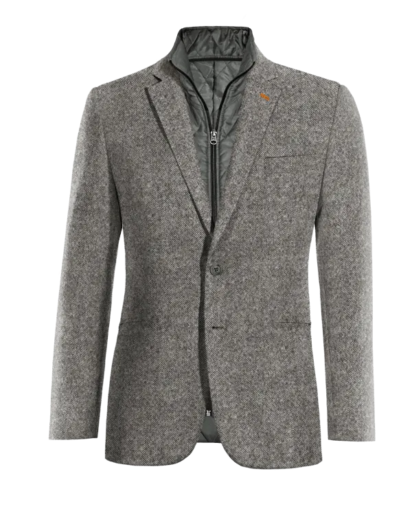  Blazer gris claro de donegal tweed slim fit