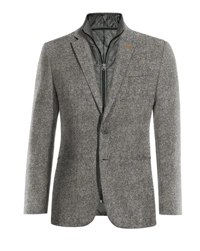  Blazer gris claro de donegal tweed slim fit