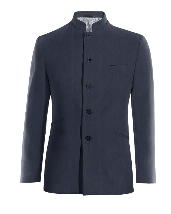  Blazer mao azul marino de lino esencial