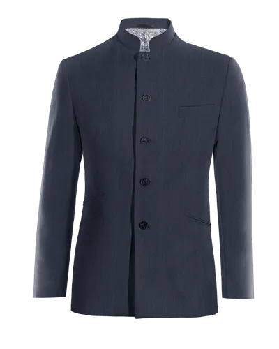  Blazer mao azul marino de lino esencial