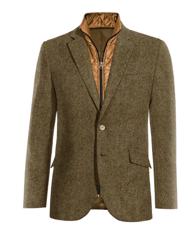  Blazer marrón de donegal tweed esencial