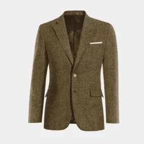  Blazer marrón de donegal tweed solapa ancha