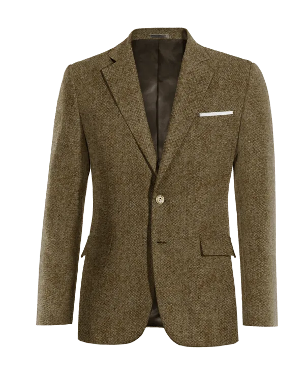  Blazer marrón de donegal tweed solapa ancha