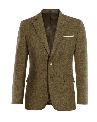  Blazer marrón de donegal tweed solapa ancha