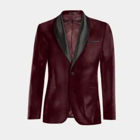  Blazer Tuxedo burdeos de terciopelo solapa ancha