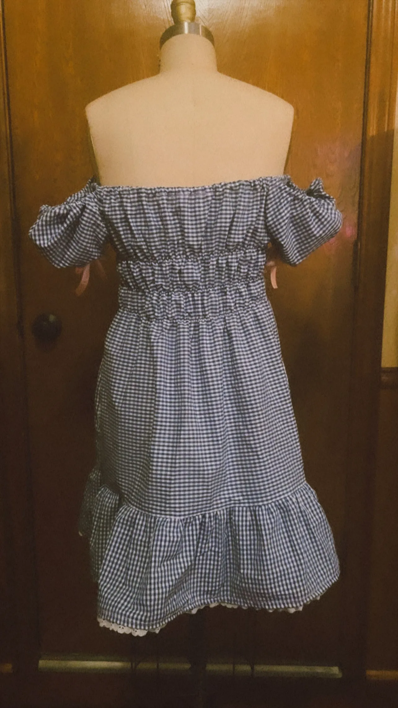 Bonnie Gingham Puff Sleeve Dress - Dropped Sleeve Design