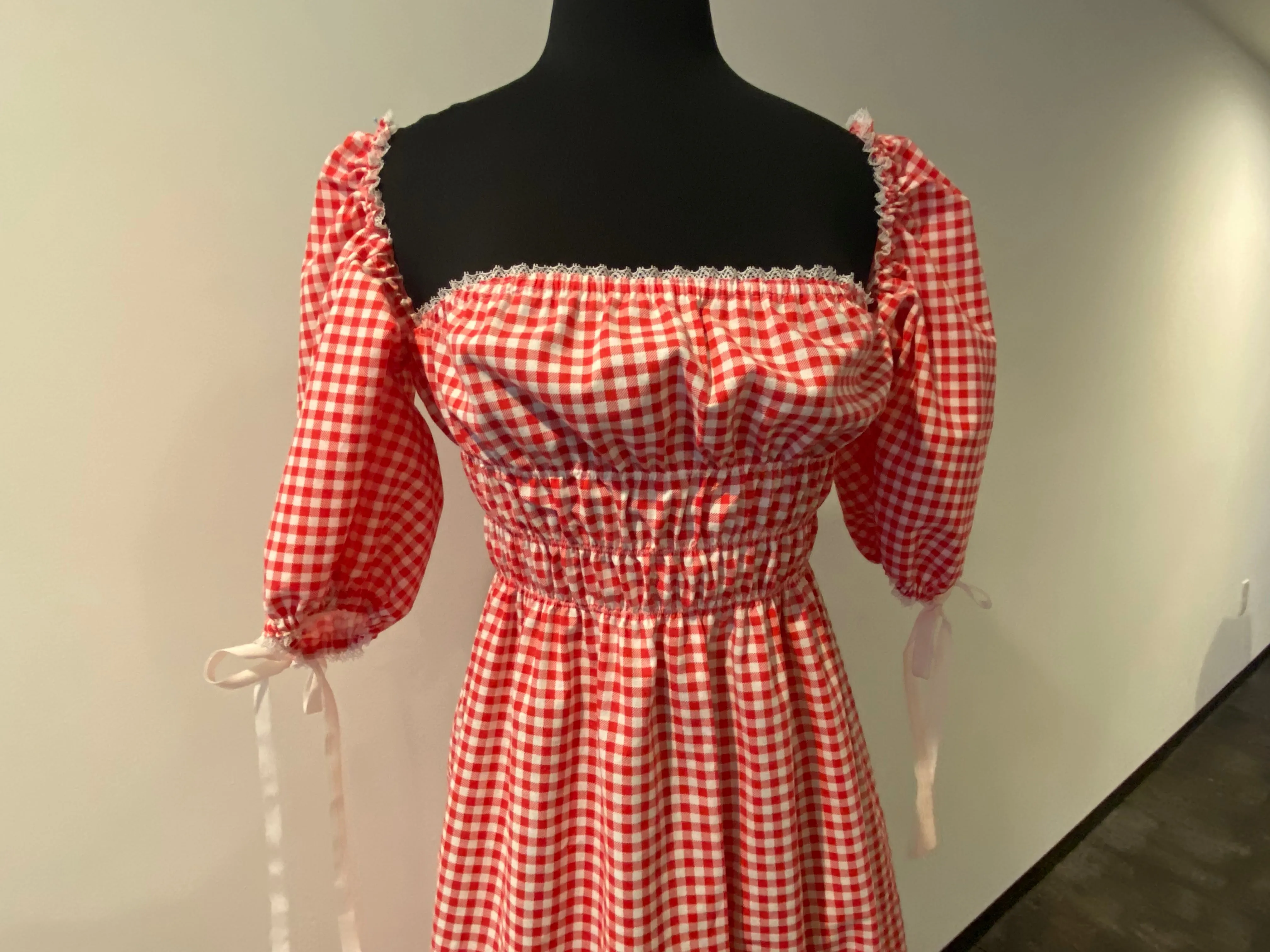 Bonnie Gingham Puff Sleeve Dress - Dropped Sleeve Design