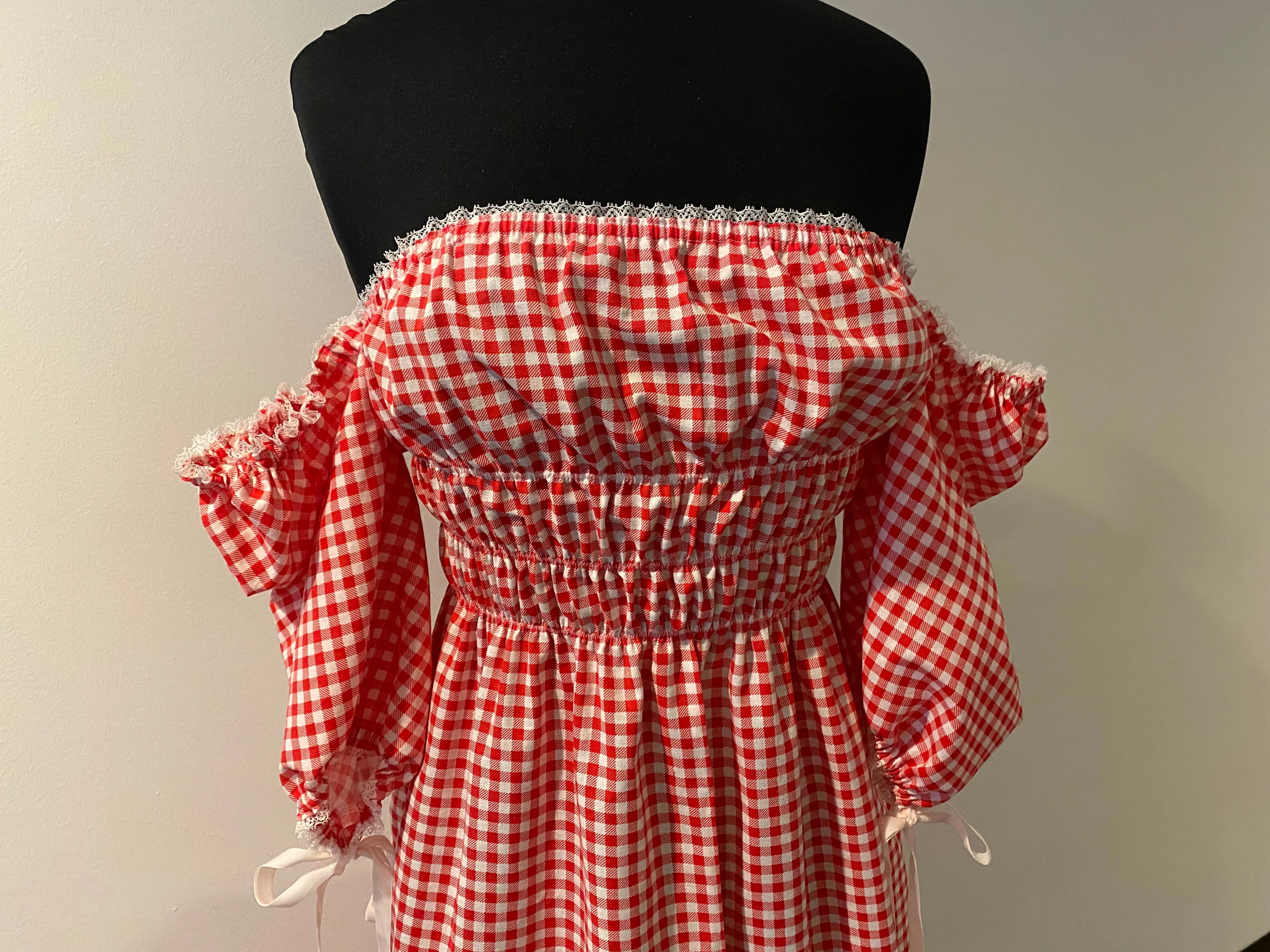 Bonnie Gingham Puff Sleeve Dress - Dropped Sleeve Design