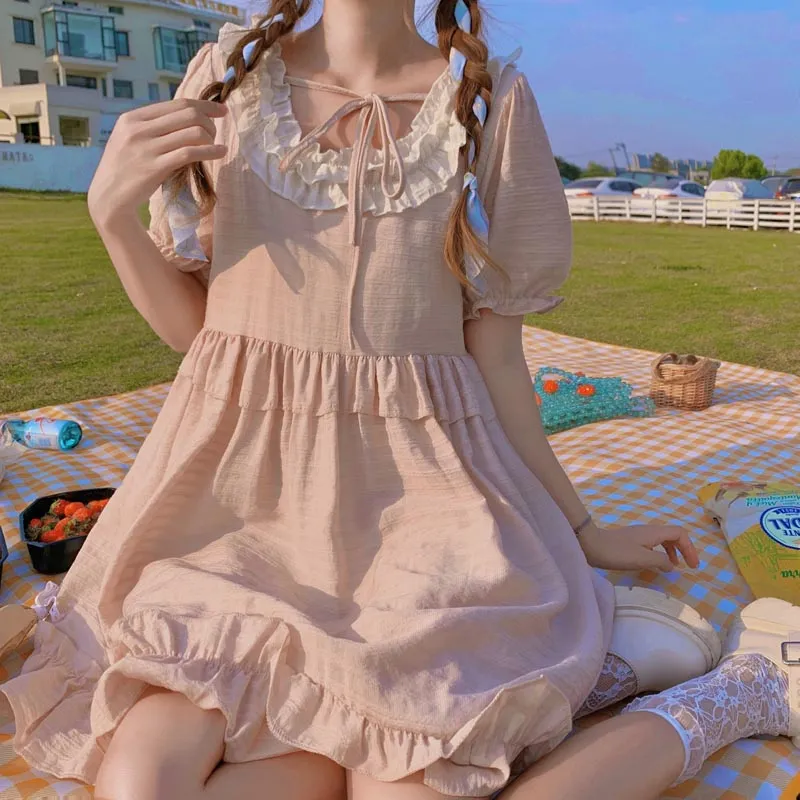 Bonnie Pink Oversized Dress Kawaii Aesthetic