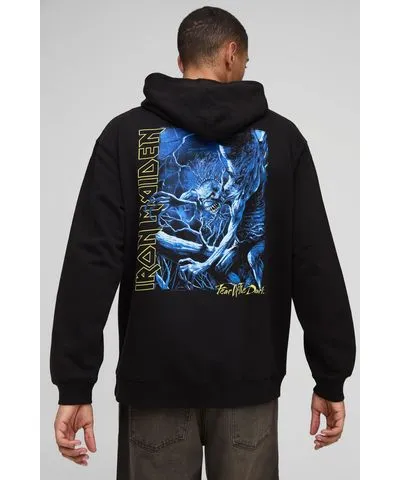 boohooMAN Mens Oversized Iron Maiden License Hoodie