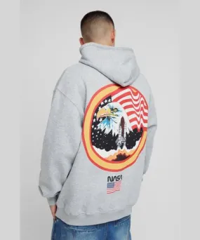 boohooMAN Mens Oversized NASA License Print Hoodie