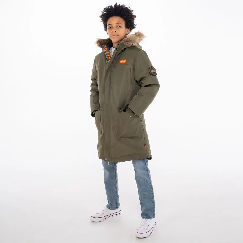 Boys Green Parka Coat