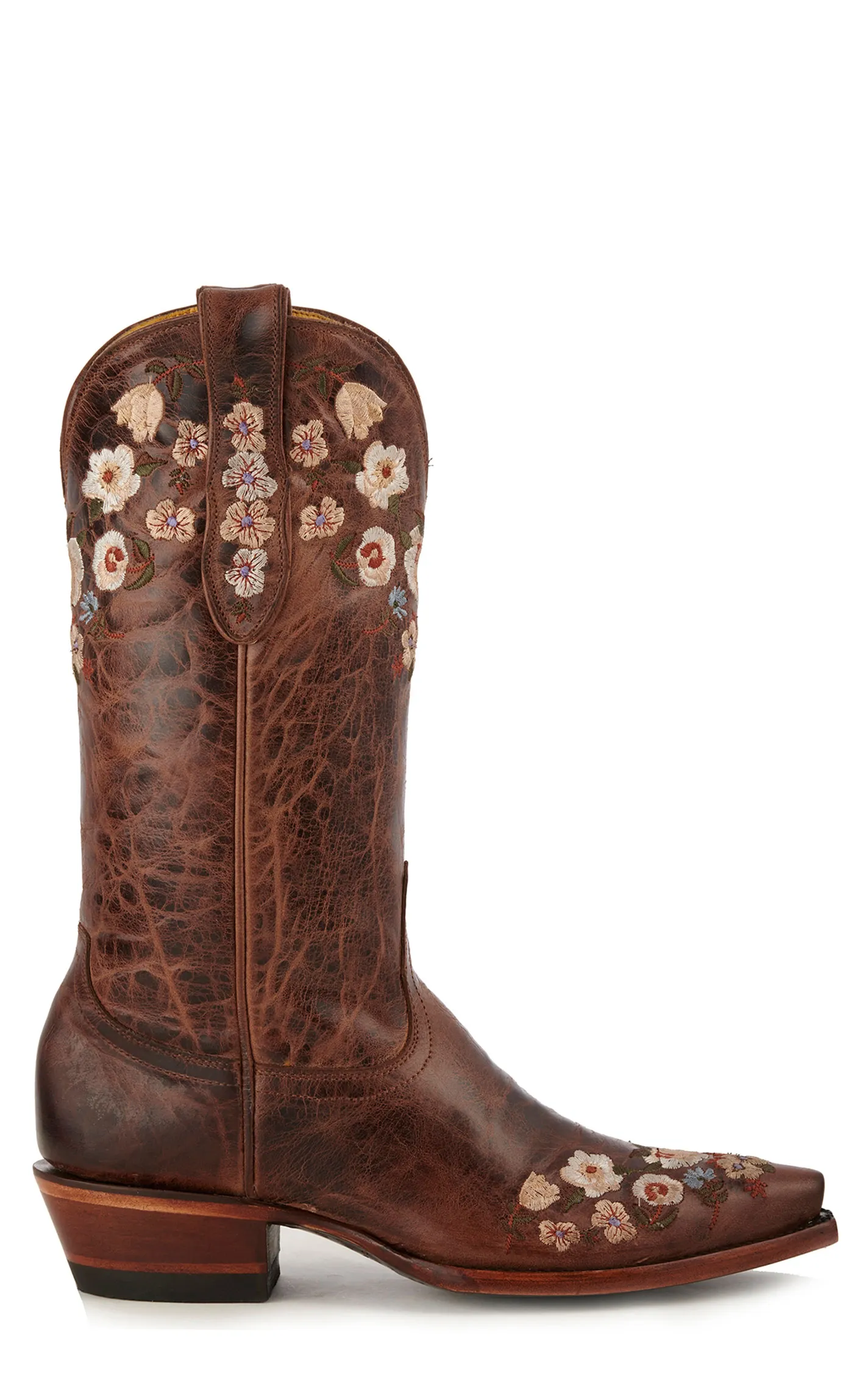 Cavender's Women's Rust Floral Embroidered Snip Toe Cowboy Boots