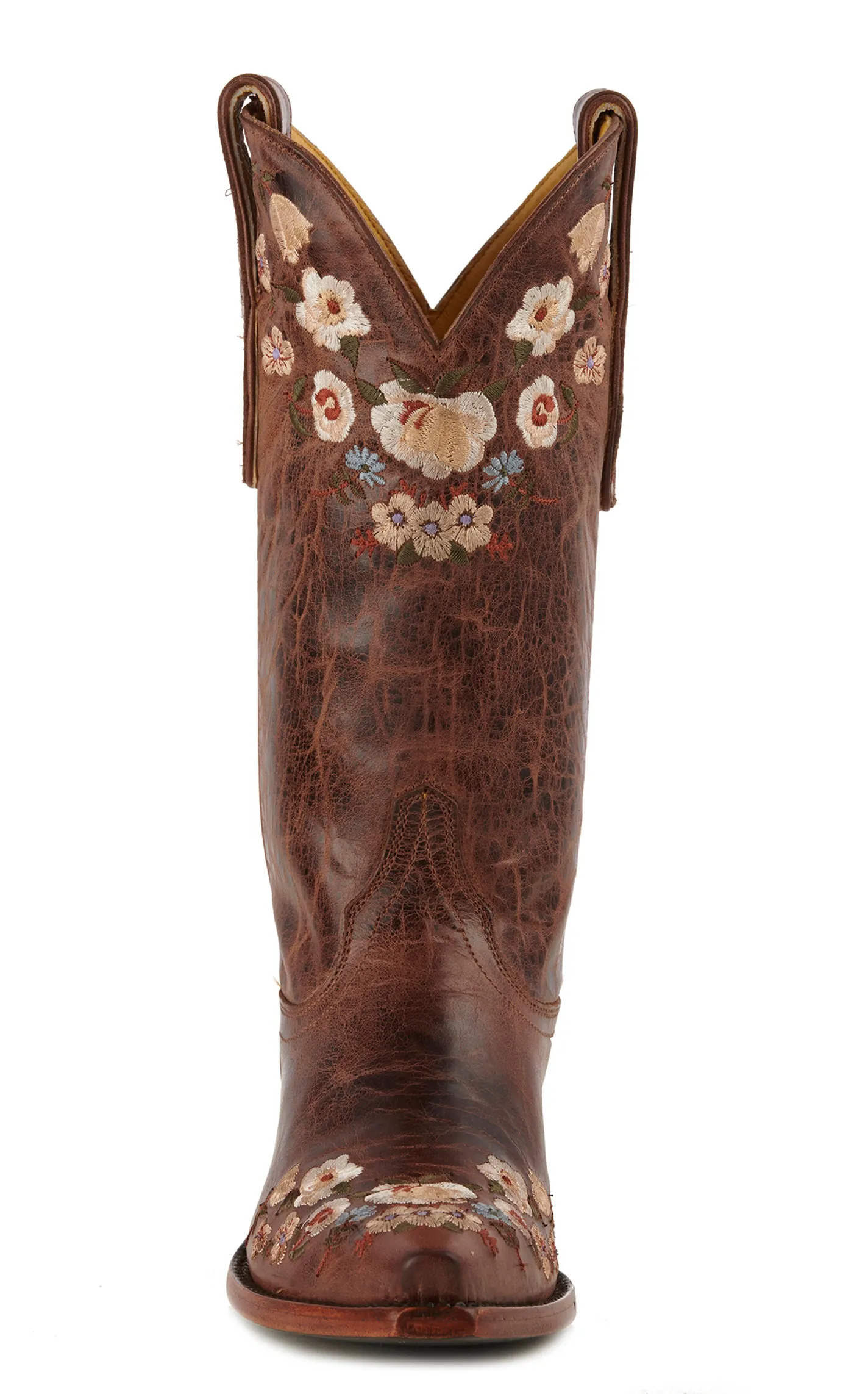 Cavender's Women's Rust Floral Embroidered Snip Toe Cowboy Boots