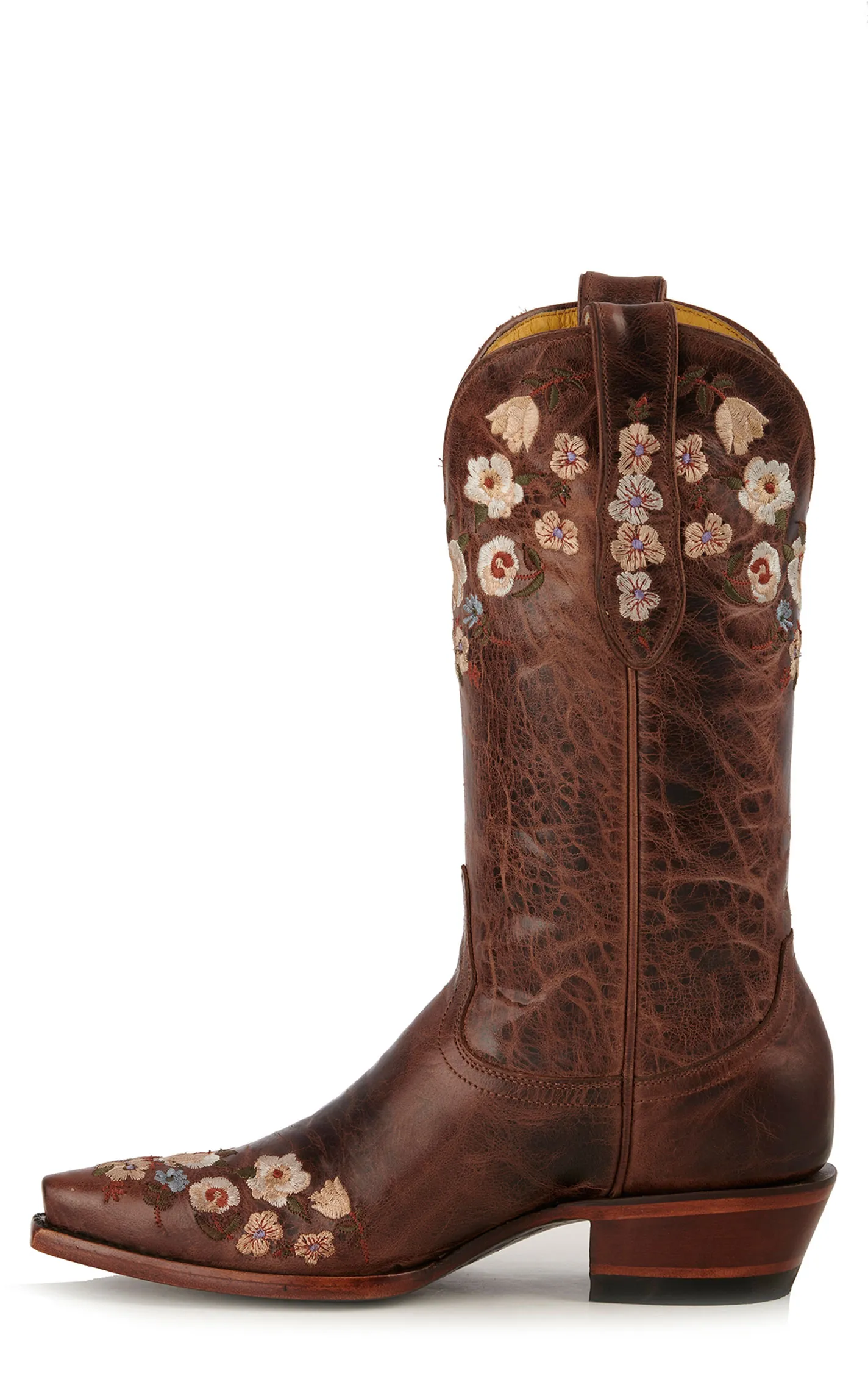 Cavender's Women's Rust Floral Embroidered Snip Toe Cowboy Boots